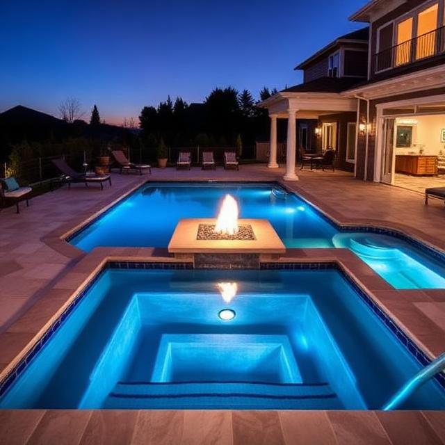 Custom freeform pool with spa built by Aqua Custom Pools in Central Florida