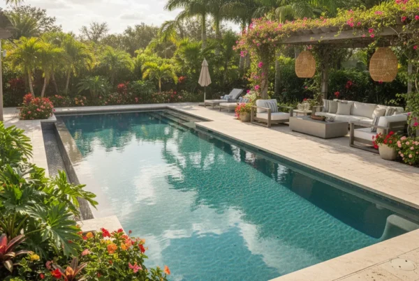 Custom infinity pool with zero edge in Central Florida backyard