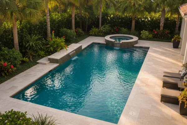 Custom saltwater pool with tropical landscaping in Central Florida