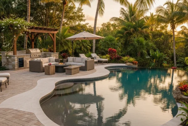 custom pool deck with concrete and pavers in central florida