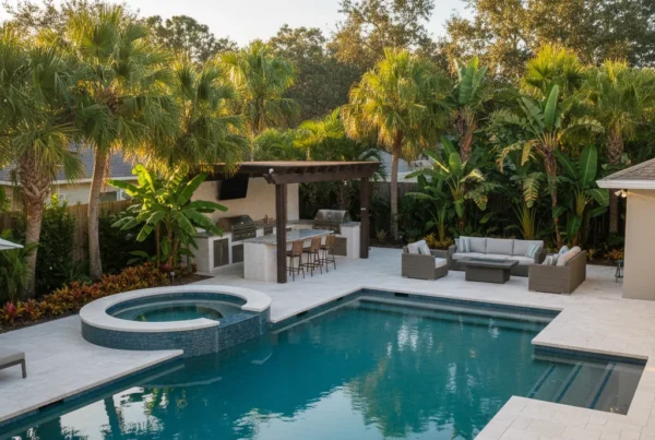 Custom pool and outdoor living space in Casselberry FL backyard