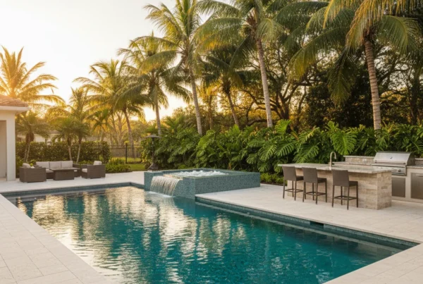 Custom pool with spa and outdoor kitchen in Merritt Island Florida