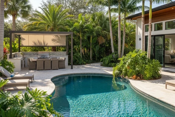 Custom saltwater pool with tropical landscaping in Central Florida