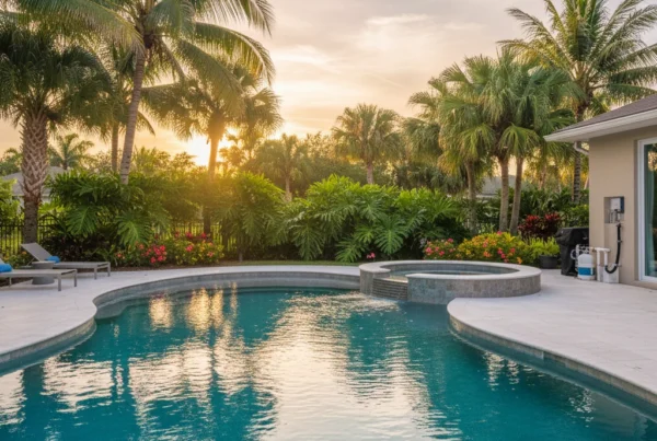 Custom pool with salt chlorine generator in Central Florida backyard