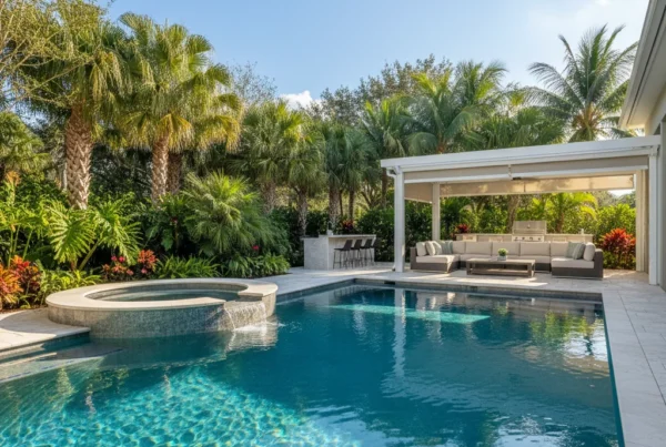 Custom saltwater pool with tropical landscaping in Central Florida