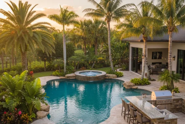 Custom inground pool with spa and outdoor kitchen in Central Florida