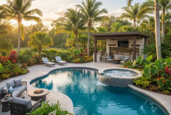Custom saltwater pool with tropical landscaping in Central Florida