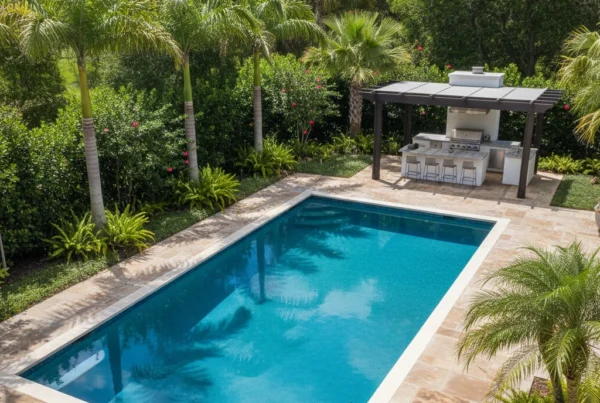 Custom resurfaced pool with tropical landscaping in Central Florida