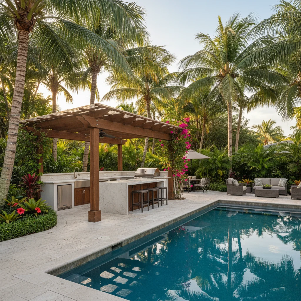 How to Protect Outdoor Kitchen from Florida Rain | Aqua Custom Pools