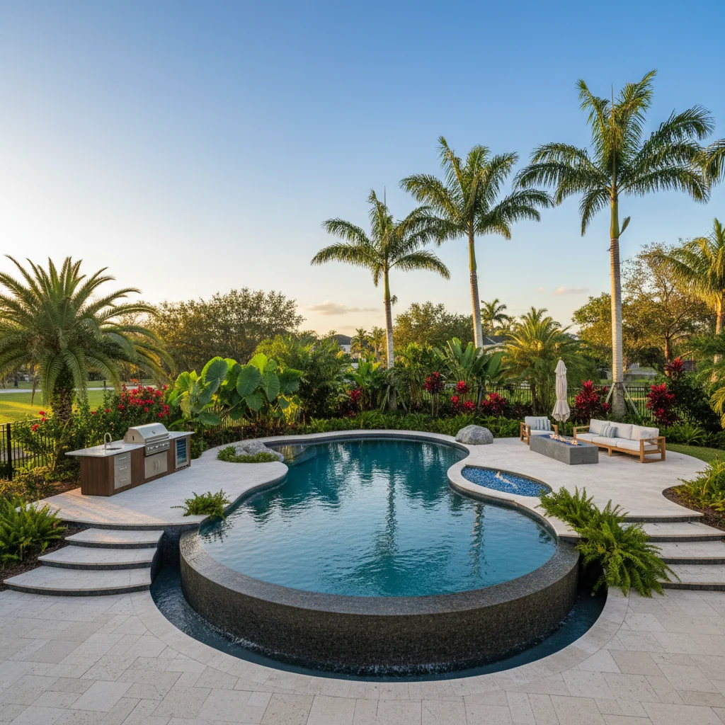 Modern Design project in Viera, FL by Aqua Custom Pools