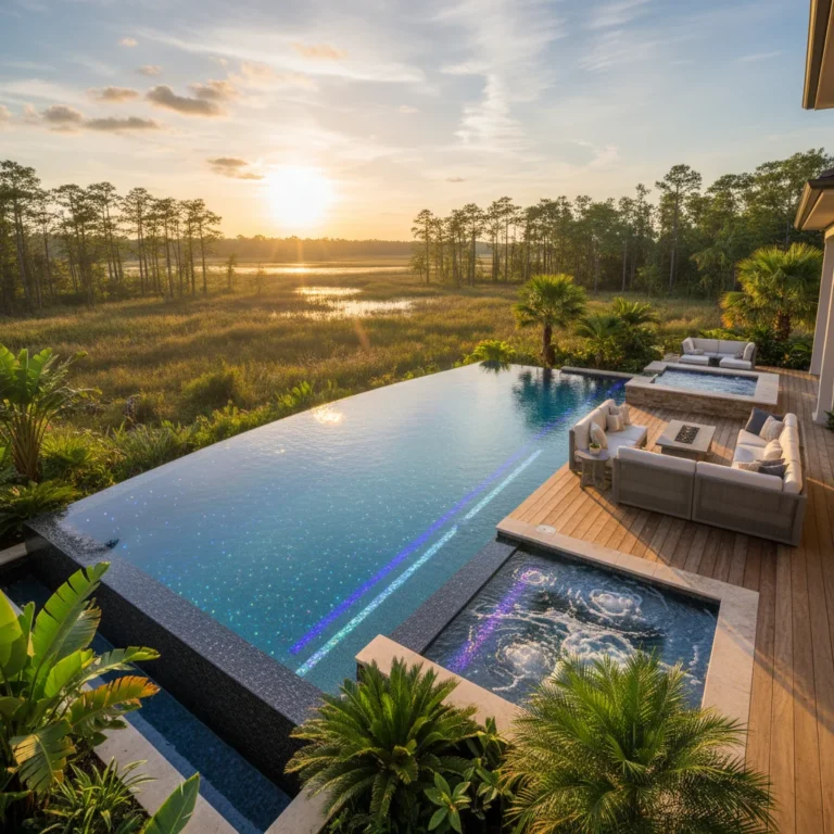 Infinity pool lighting and visual effects