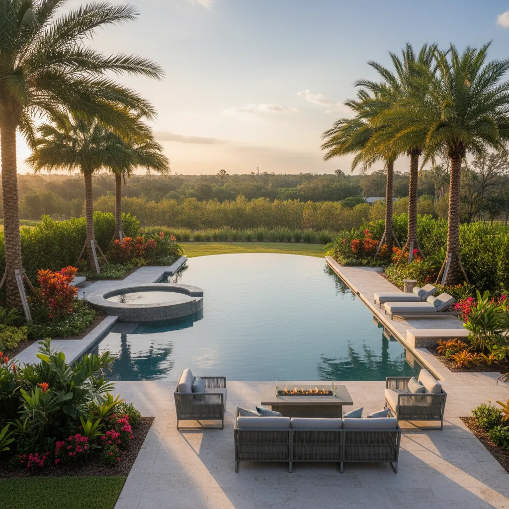 Infinity pool with spa design ideas | Aqua Custom Pools