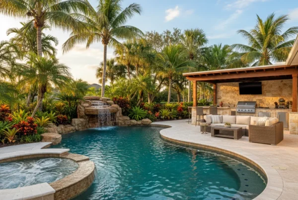 Custom saltwater pool with tropical landscaping in Central Florida