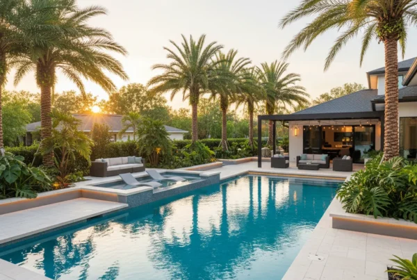 Custom pool renovation with tropical landscaping in Belle Isle FL