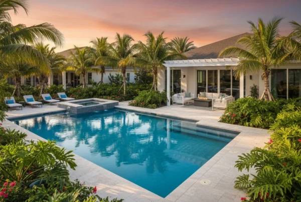 Custom pool renovation with tropical landscaping in Orange County FL