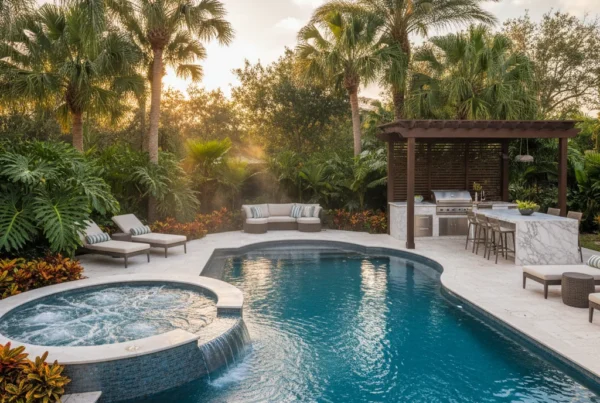 Custom saltwater pool with tropical landscaping in Orange County FL