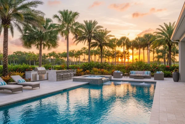 Custom saltwater pool with tropical landscaping in Osceola County FL