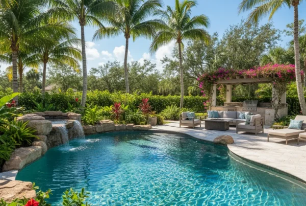 Custom pool with tropical landscaping in Central Florida