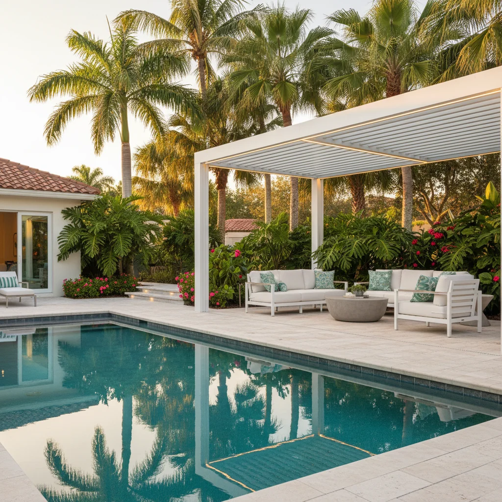 Pool deck cover and patio cover options Florida | Aqua Custom Pools